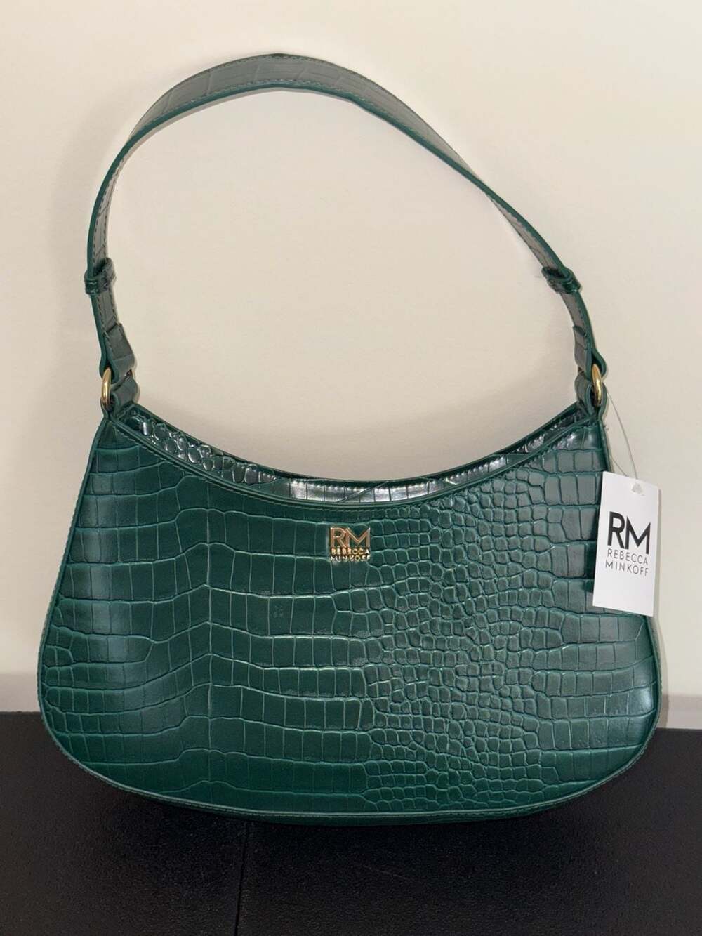 Rebecca Minkoff Green Croc Embossed Shoulder Bag
